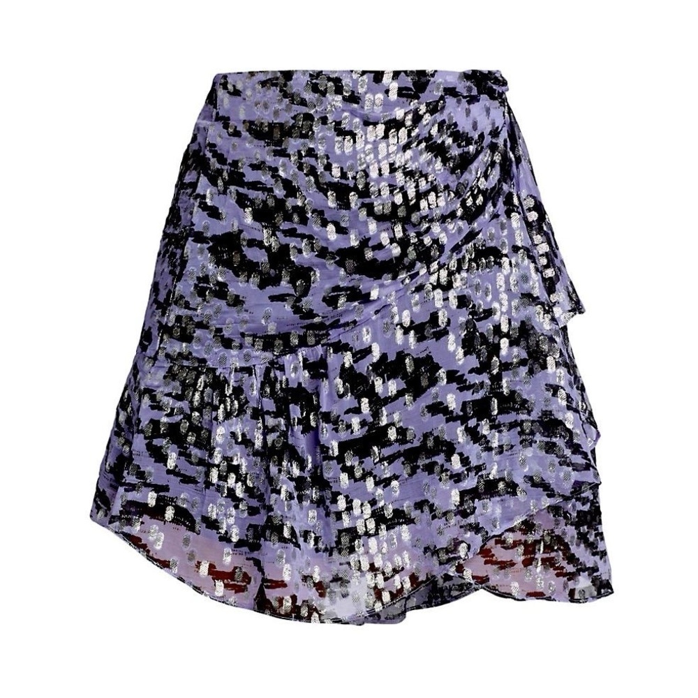 IRO Purple Metallic Printed Dilian Silk Mini Skirt